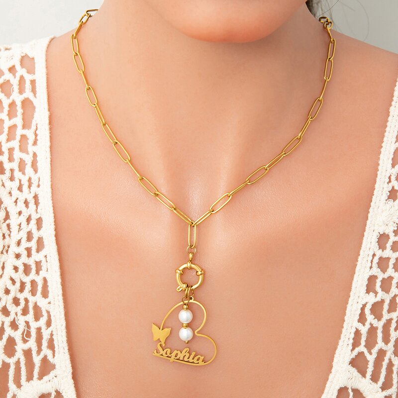 Heart Pearl Necklace Factory - Personalized Custom 18K Gold Plated Stainless