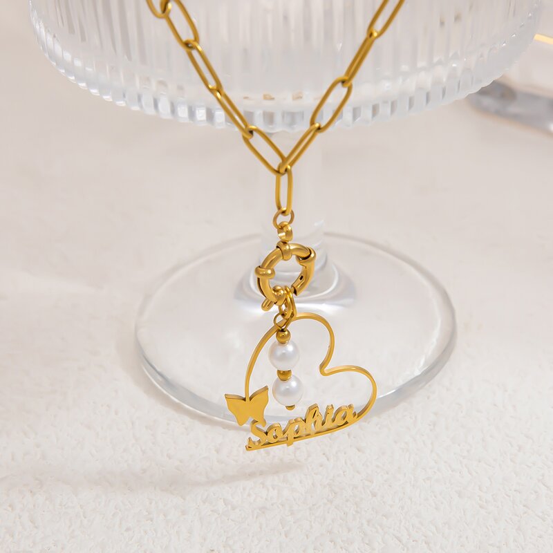 Heart Pearl Necklace Factory - Personalized Custom 18K Gold Plated Stainless