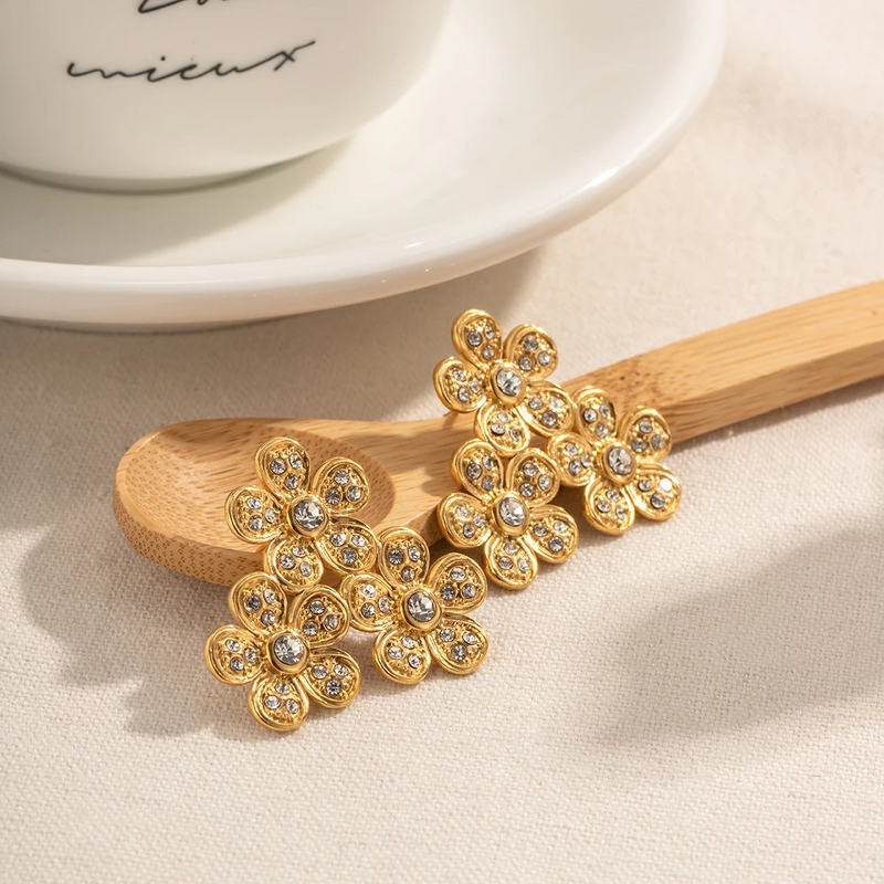 Women's Earring Ring Set Factory - Custom Multi-Cubic Zirconia Flower Studs