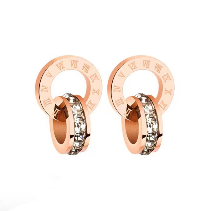 Pendant Necklace Factory - 18K Gold Stainless Steel Roman Double Ring