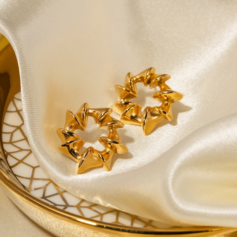 Spiral Star Earrings Factory - Vintage Wholesale 18K Gold Plated Stainless Steel