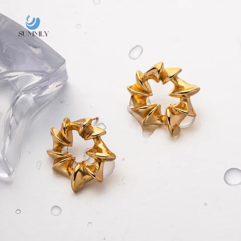 Spiral Star Earrings Factory - Vintage Wholesale 18K Gold Plated Stainless Steel
