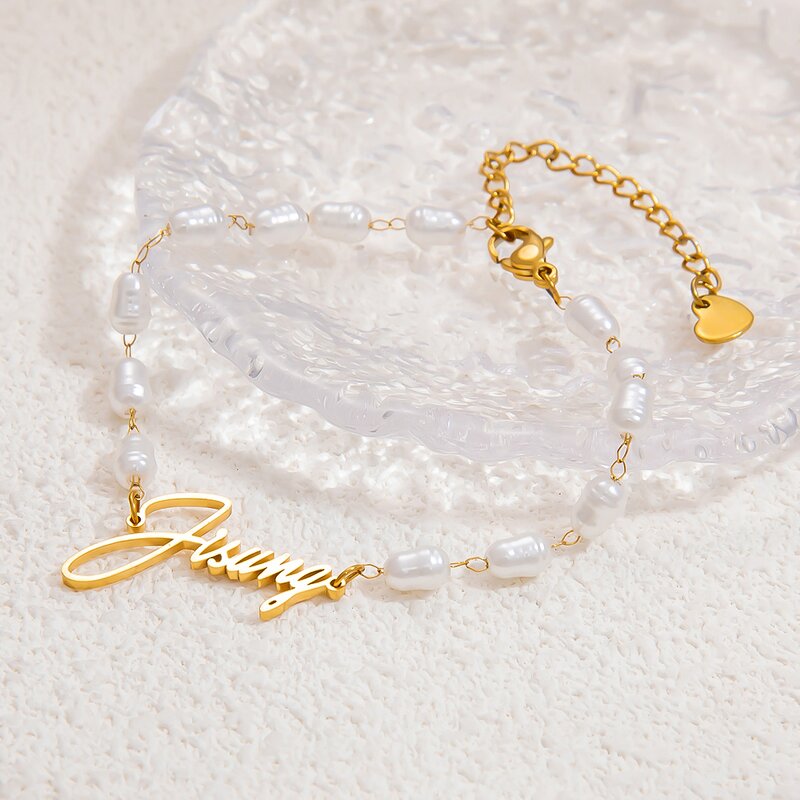 Name Bracelet Manufacturer - Personalized Custom English Letter Pearl Chain