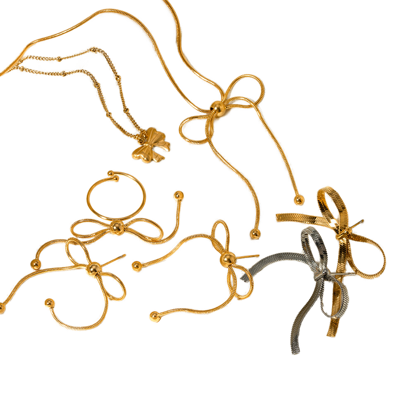 Bow Jewelry Set Factory - Women's Vintage Bow Stainless Steel European Style