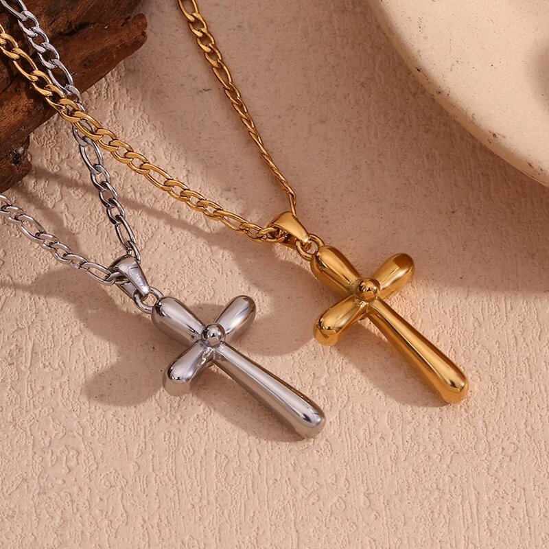 Necklace Set Factory - 2024 Trend PVD Gold Plated Stainless Steel Heart Cross