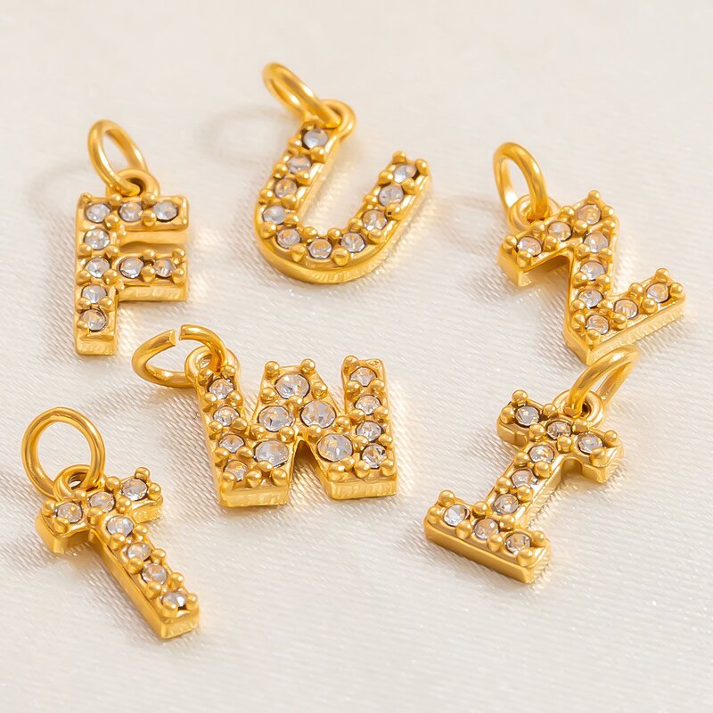 Jewelry Charm Manufacturer - Handmade 26 Letters Zircon 18K Gold Plated