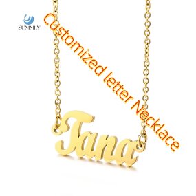 Name Letter Necklace Factory - Vintage Customized 18K Gold Plated Stainless