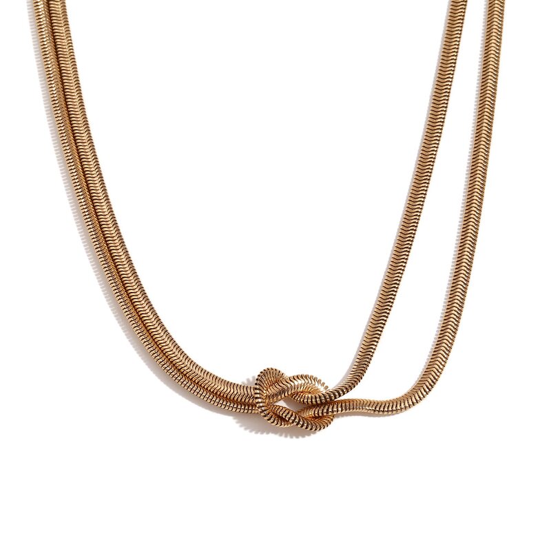 Snake Chain Necklace Supplier - Vintage Unisex Twisted Double 18K PVD Gold