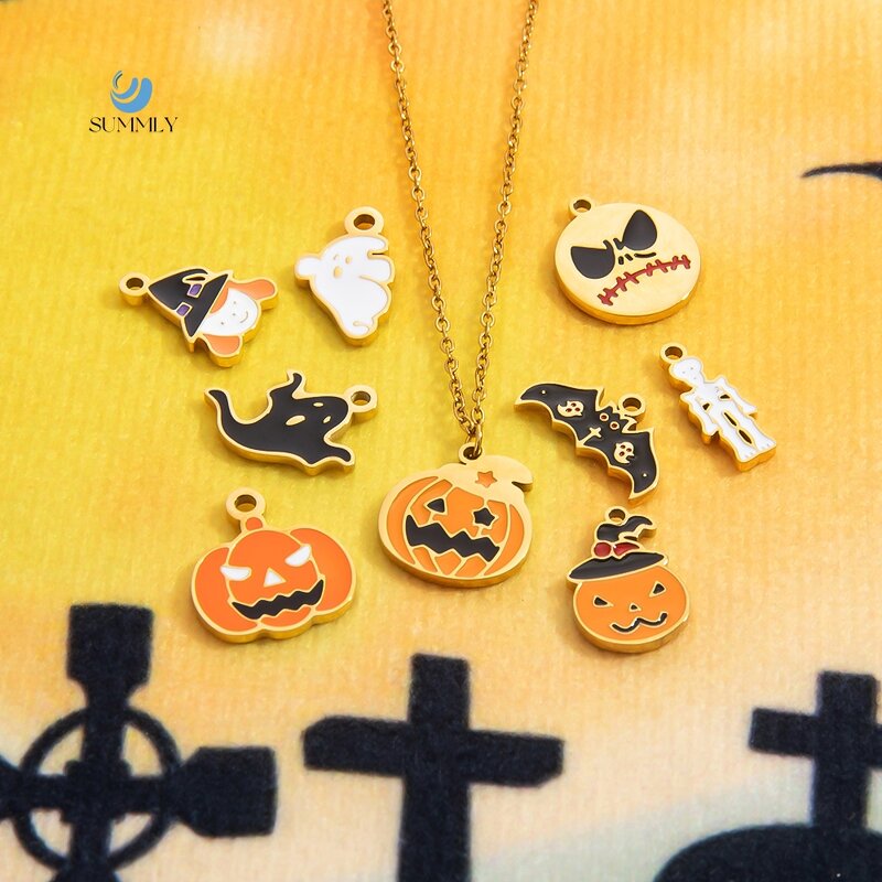 Halloween Charm Supplier - Pumpkin Ghost Spider Bat Stainless Steel DIY