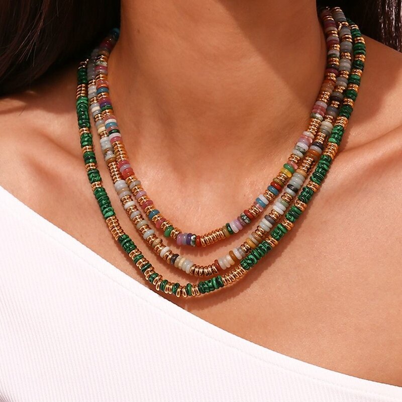 Natural Stone Necklace Factory - High Quality Gold Plated Colorful Beaded