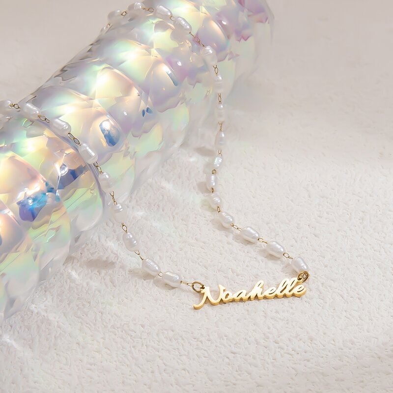 Name Necklace Manufacturer - Personalized Custom English Letter Pearl Chain