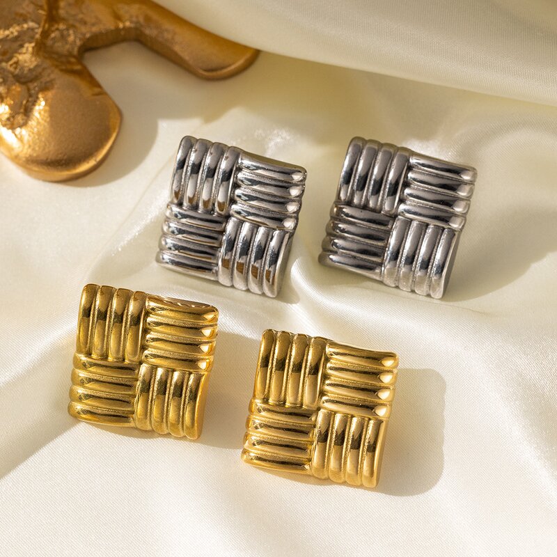 Gold Plated Earrings Manufacturer - Vintage Personalized Engraved 18K Stainless