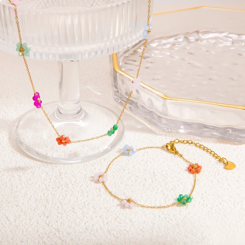 Daisy Flower Chain Supplier - Wholesale Colourful 18K Gold Plated Stainless Steel