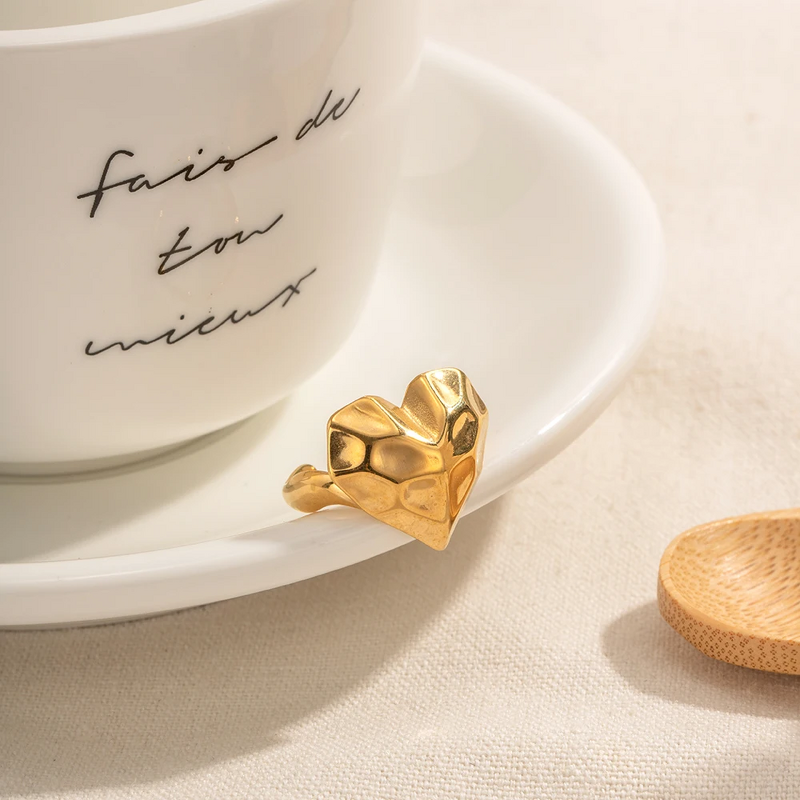 Heart Opening Ring Manufacturer - New Arrival 18K Gold Plated Waterproof Bump