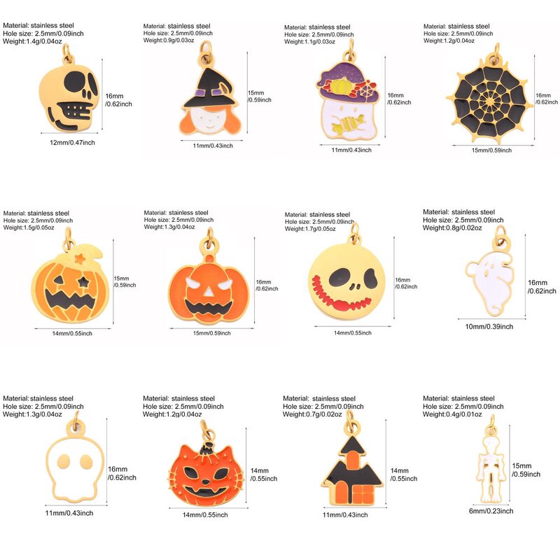 Halloween Charm Supplier - Pumpkin Ghost Spider Bat Stainless Steel DIY