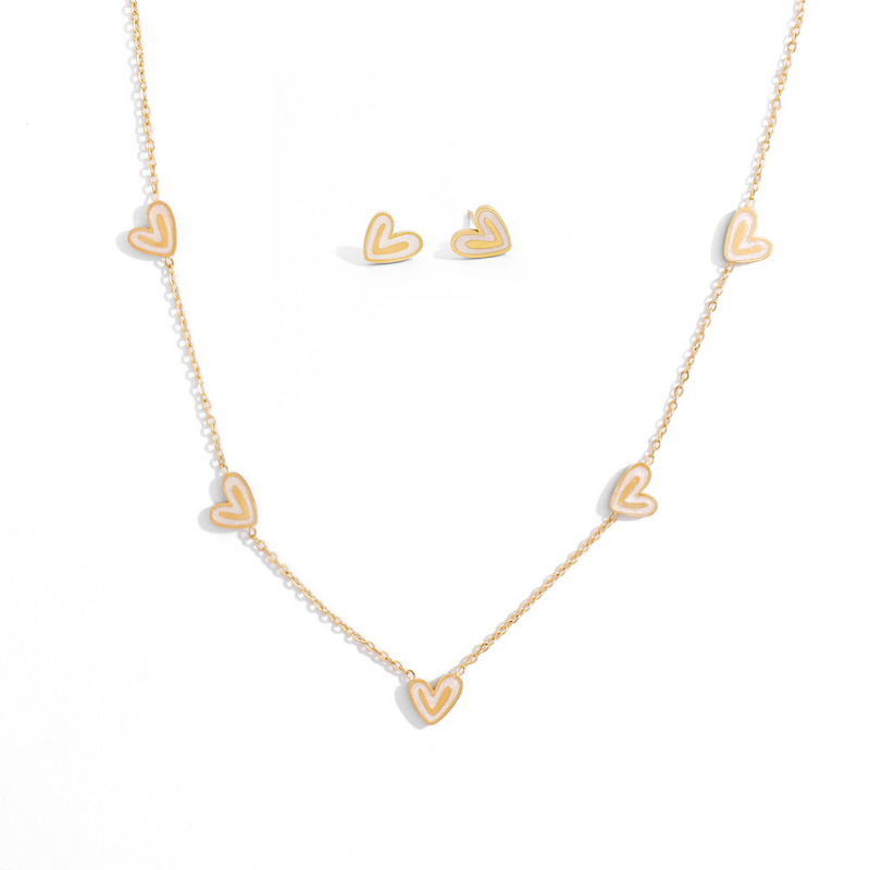 Heart Jewelry Set Manufacturer - Trendy Autumn Winter White Gold 18K Plated