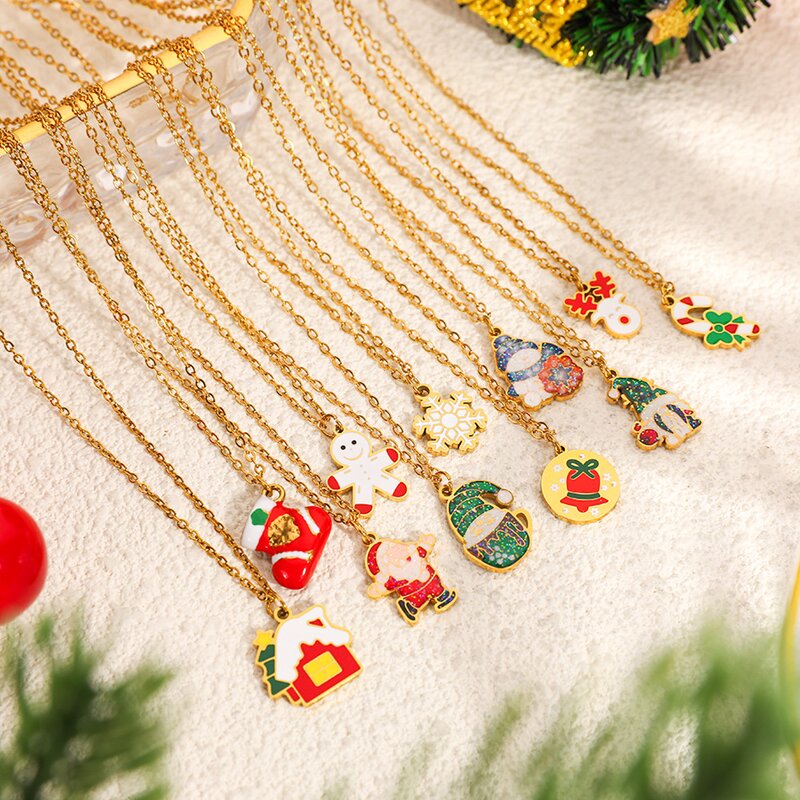 Christmas Necklace Manufacturer - Wholesale Cartoon Reindeer Bell Snowflake