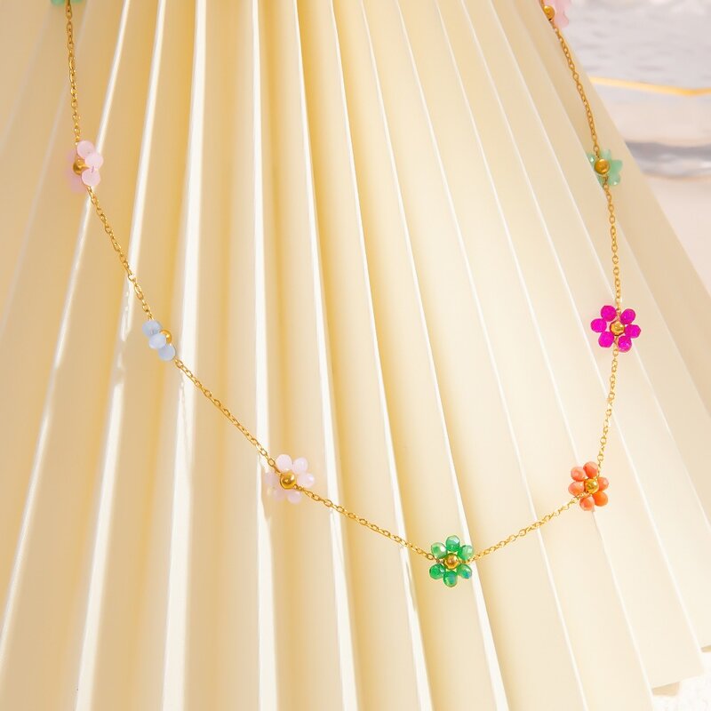 Daisy Flower Chain Supplier - Wholesale Colourful 18K Gold Plated Stainless Steel