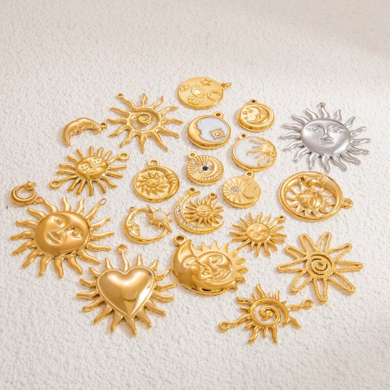 Sun Heart Pendant Factory - 18K Gold Plated DIY Bracelet Necklace Non-Fading