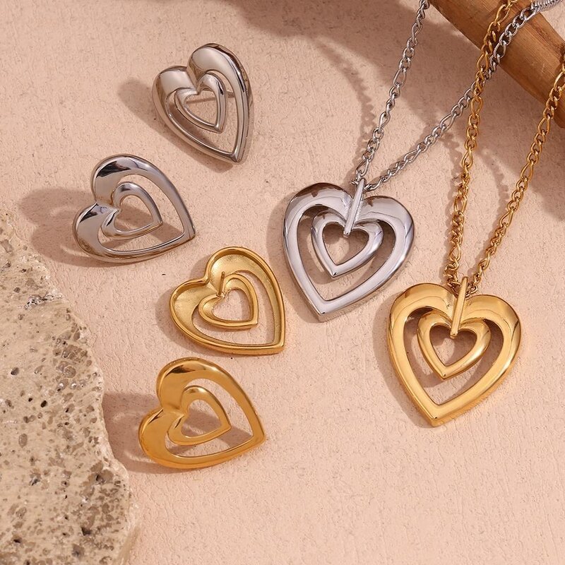 Heart Pendant Necklace Factory - 2024 Wholesale Custom 18K Gold Plated Double