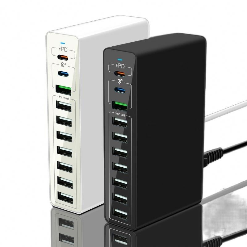 Multi Port USB Charger Factory - 65W Type C QC 3.0 PD 20W 10/6/5 Ports Fast Phone Charging Station