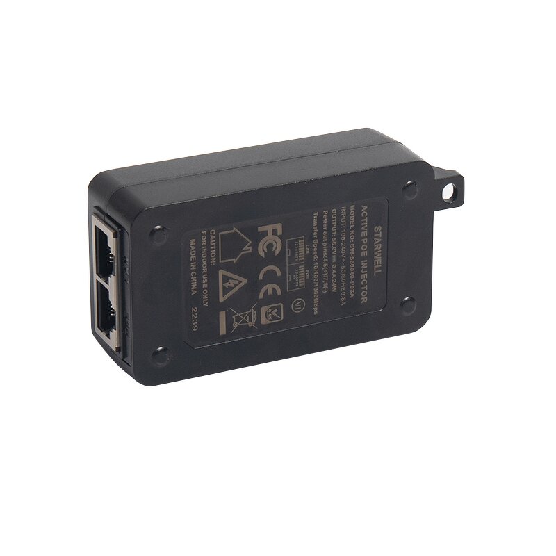Poe Injector Supplier - 56V 48V DC Passive Desktop Type Rj45 Ethernet 100M-2.5G