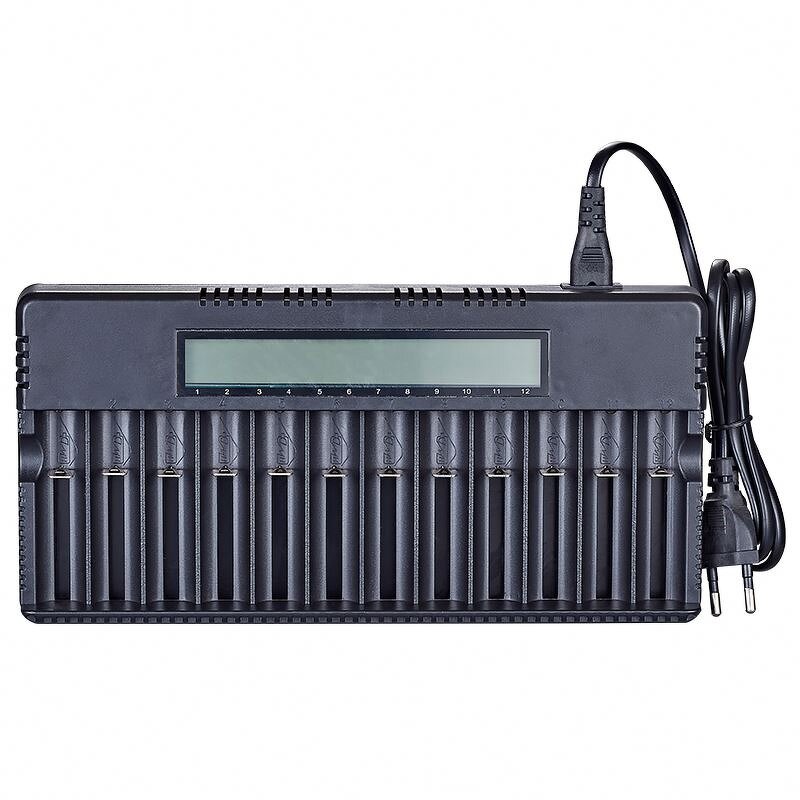 Battery Charger with LCD Factory - 18650 26650 12 Slots EU US Multiple Batteries Electric
