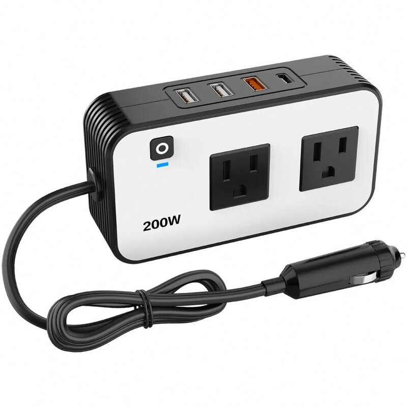 Car Power Inverter Adapter Manufacturer - 2023 Newly 200W DC12V to AC110V 4 USB Ports Dual with Type C