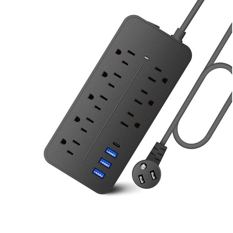 Surge Protector Power Strip Supplier - 3USB+1Type C Socket for Home US Standard 250V 8 Outlets
