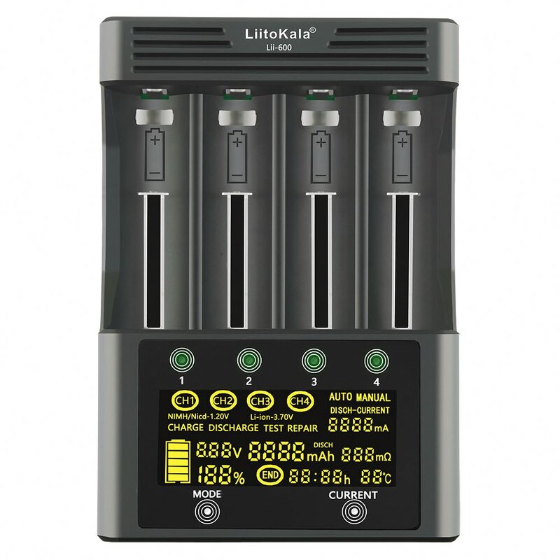 Battery Charger Factory - LiitoKala Lii-600 for Li-ion 3.7V and NiMH 1.2V 18650 26650 21700