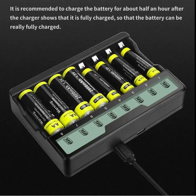 Battery Charger Supplier - 8 Bay AA AAA High-Speed USB Independent Slots for Ni-MH Ni-CD