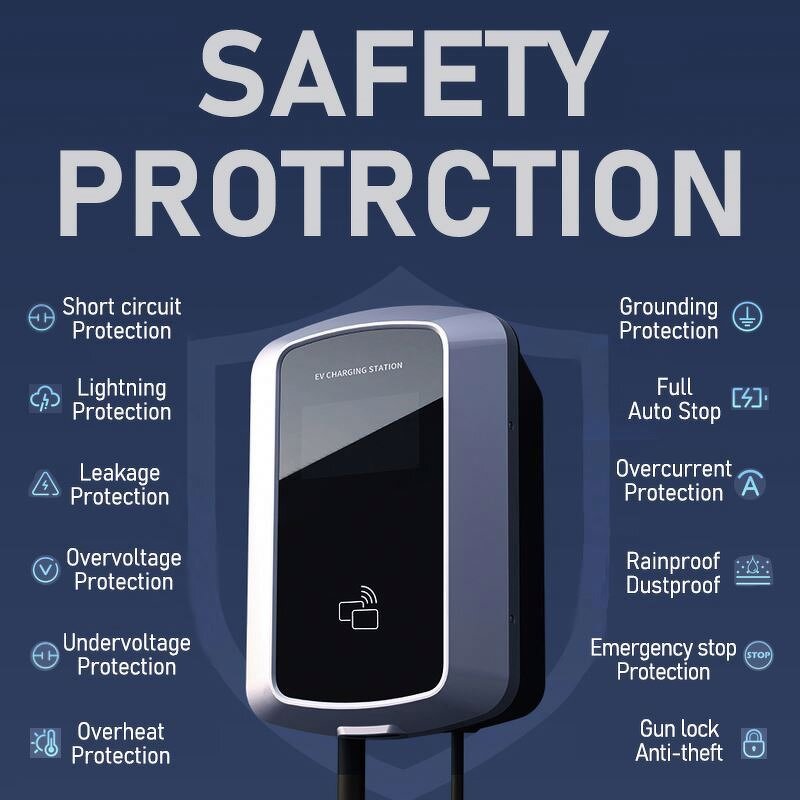 EV Charger Charging Pile Manufacturer - Support Customization JP/US/EU Port AC 240V Home Wallbox 7-11kw