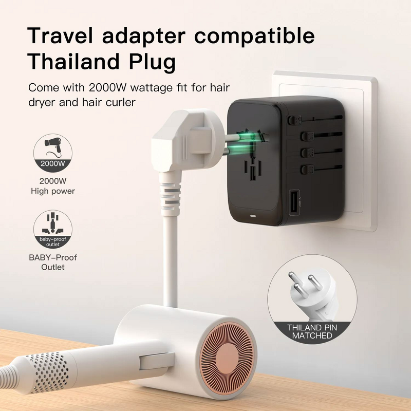 Universal Travel Adapter Supplier - Super 100W Fast Charging World with Usb and Type-c