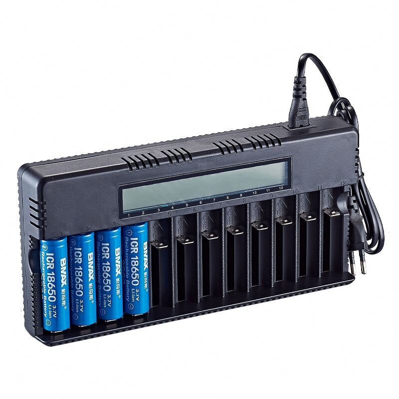 Battery Charger with LCD Factory - 18650 26650 12 Slots EU US Multiple Batteries Electric