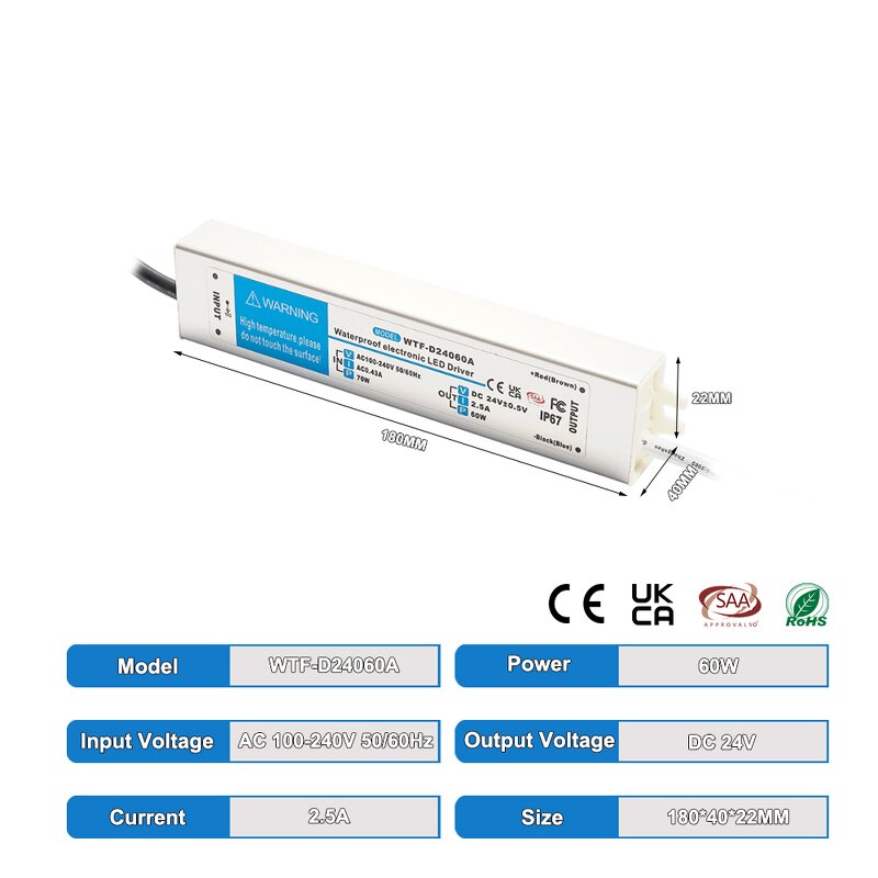Waterproof LED Driver Manufacturer - WTF-D12025A 25W-300W 12V 24V IP67 AC-DC Energy Supply
