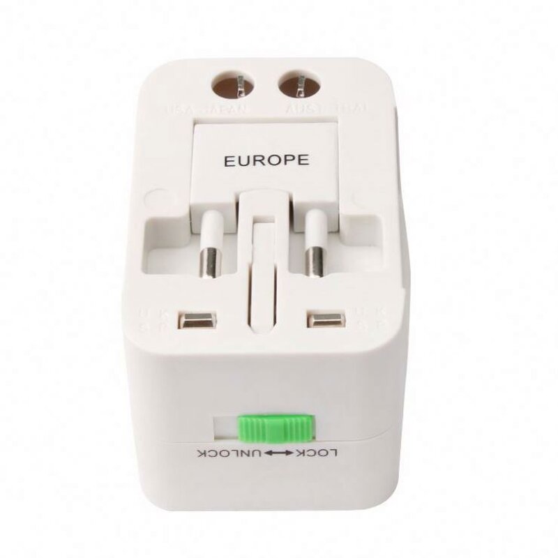 Worldwide Travel Adaptor Factory - All in One European Universal with 2 USB Ports for Asia Europe