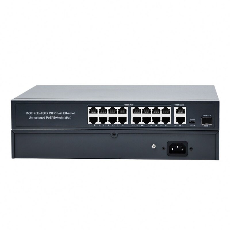 16 Ports POE Switch Manufacturer - 330W 38gbps IEEE802.3af/at for CCTV Camera System 10/100/1000Mbps