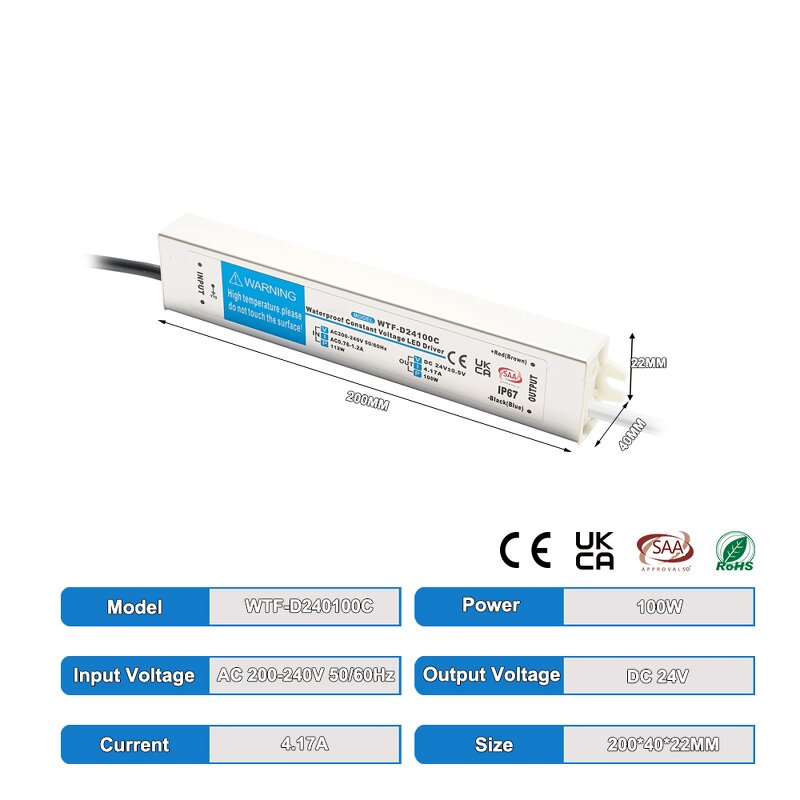 Waterproof LED Driver Manufacturer - WTF-D12025A 25W-300W 12V 24V IP67 AC-DC Energy Supply