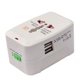 Worldwide Travel Adaptor Factory - All in One European Universal with 2 USB Ports for Asia Europe
