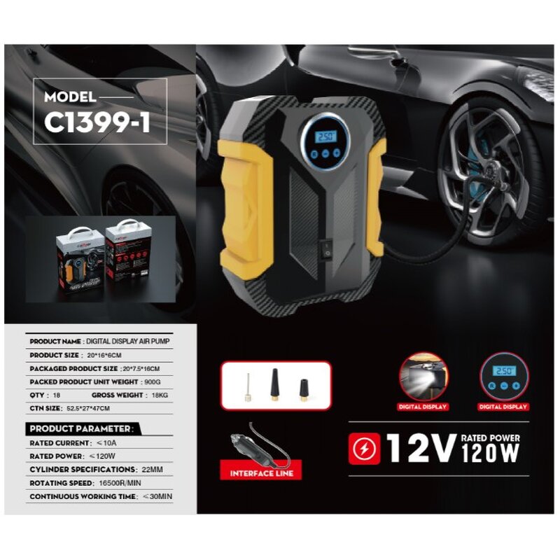 Car Air Pump Manufacturer - 12V Durable Portable Electric Compressor Tire Inflator