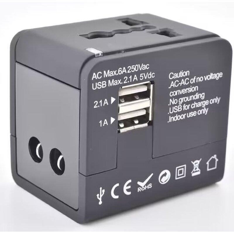 International Plug Adapter Factory - 2 USB Port World Travel AC Power Charger with AU US UK EU Converter