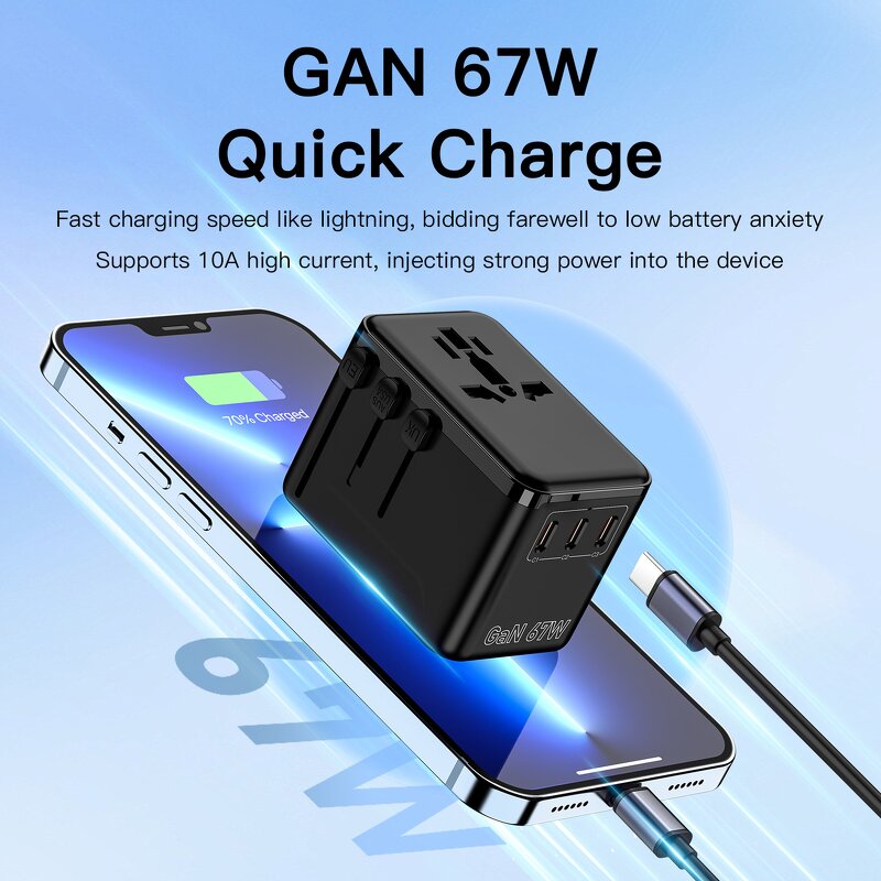 International Travel Adapter Manufacturer - New Multi-functional 67W GAN All in One Worldwide