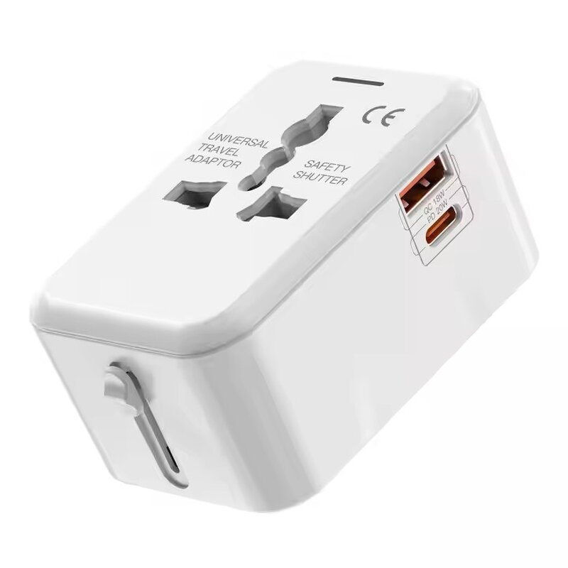 Universal Travel Adapter Supplier - US UK AU EU PD 20W Fast with 1 Usb 1 Type c Socket Extension