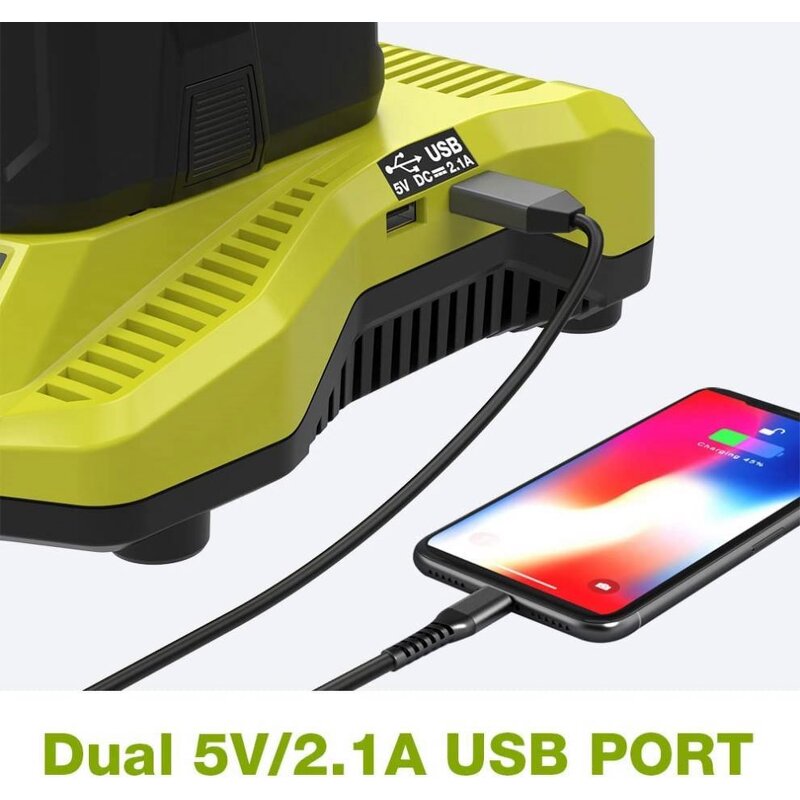 Ryobi Battery Charger Manufacturer - New Multi-Function P117 for 12V-18V 2 USB Ports Devices