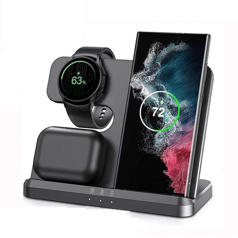 Wireless Charger Stand Factory - 15W Fast Charging 3 in 1 Dock Station for Samsung S23 S22 S21 Note