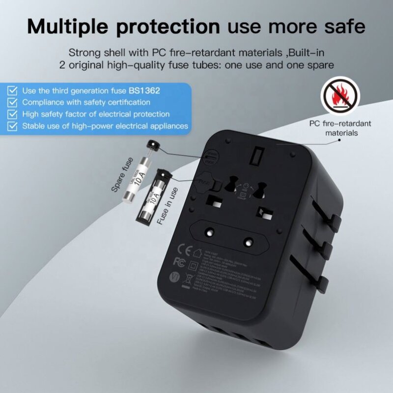 Inverter Socket Charger Factory - 5V 3.4A 5V 3A USB C Fast Charger Universal Multiple Plug Travel