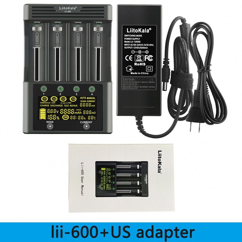 Battery Charger Factory - LiitoKala Lii-600 for Li-ion 3.7V and NiMH 1.2V 18650 26650 21700