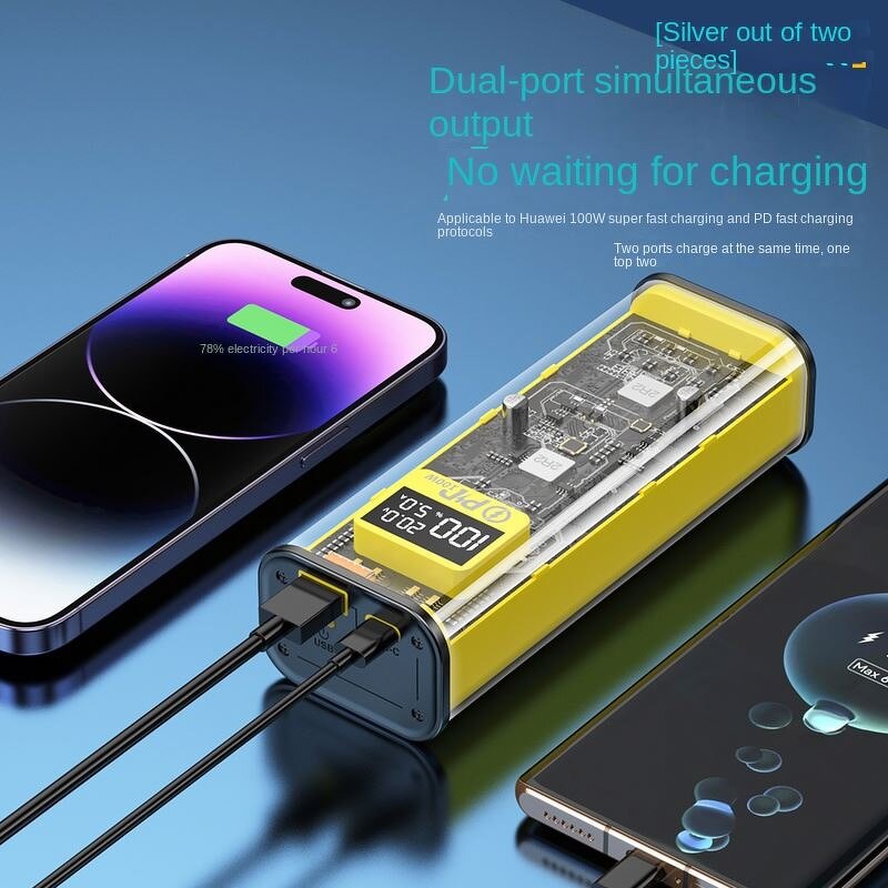 Fast Charging Power Bank Factory - Portable Li-polymer High Capacity 100W 20000mah CN;GUA Transparent Punk