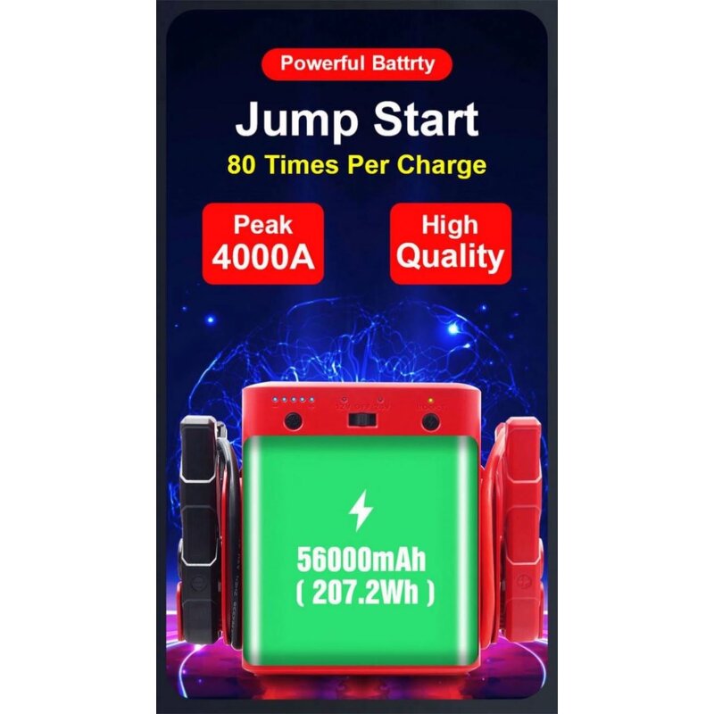Car Jump Starter Power Bank Supplier - 56000mAh Lithium 12v/24v Pro Series with Peak 4000A