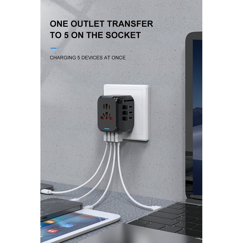 Travel Adapter Manufacturer - Universal with USB and Type-c Smart Charger Socket